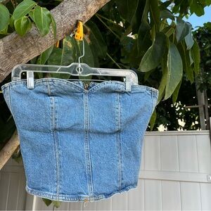 NWT Zara The Sculpted Denim Bodice Corset Top.